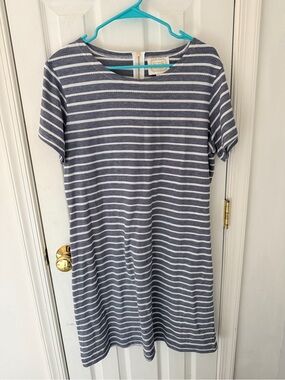 Sail to Sable Navy & White Striped Short Sleeve Knit Dress